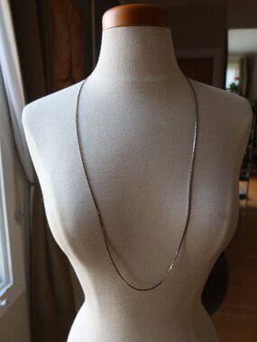 Vintage silver 33+" long flat cobra chain necklace 12 grams can be doubled 1 mm